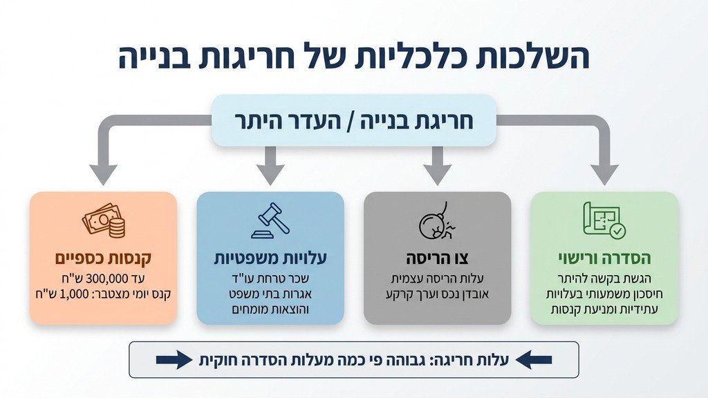 חישוב קנסות ועלויות בגין חריגות בנייה