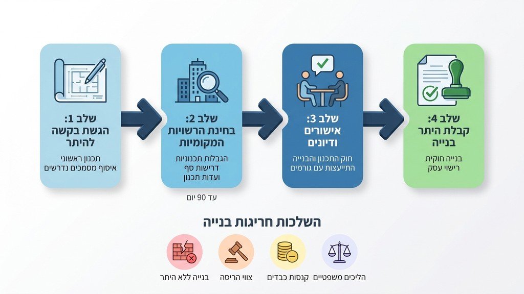 ספרי חוק התכנון והבנייה ומסמכי רישוי עסקים מונחים על שולחן עבודה