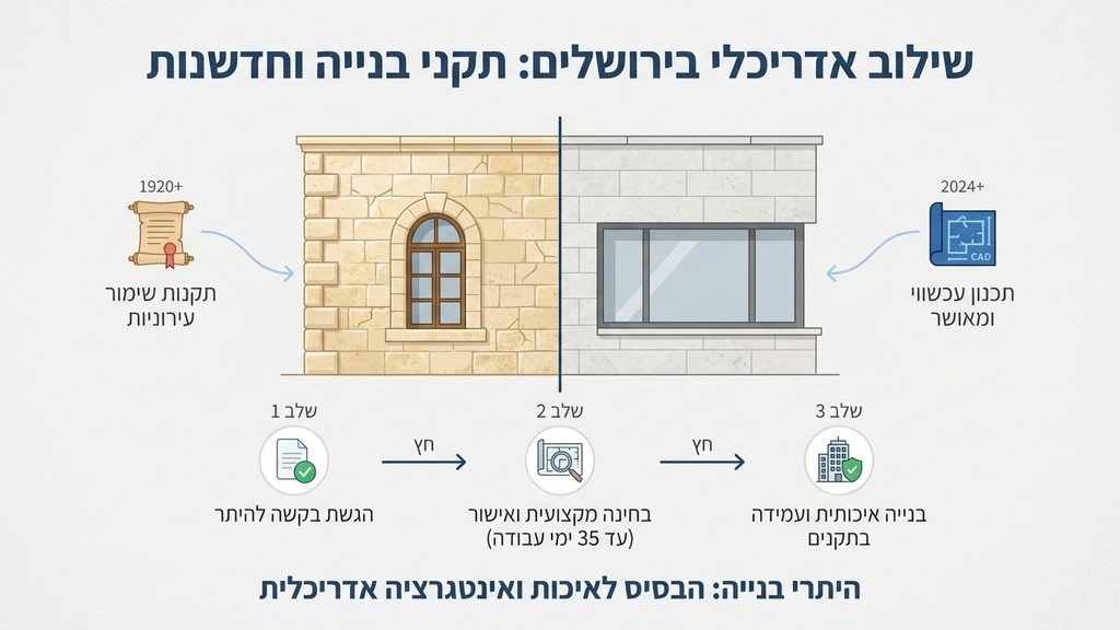 מבנה מאושר בירושלים המשלב אבן ירושלמית