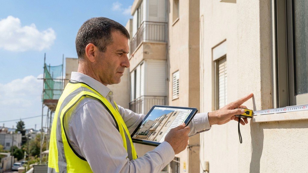 מהנדס בניין בוחן מבנה מגורים המיועד לעבור הסבה לגן ילדים