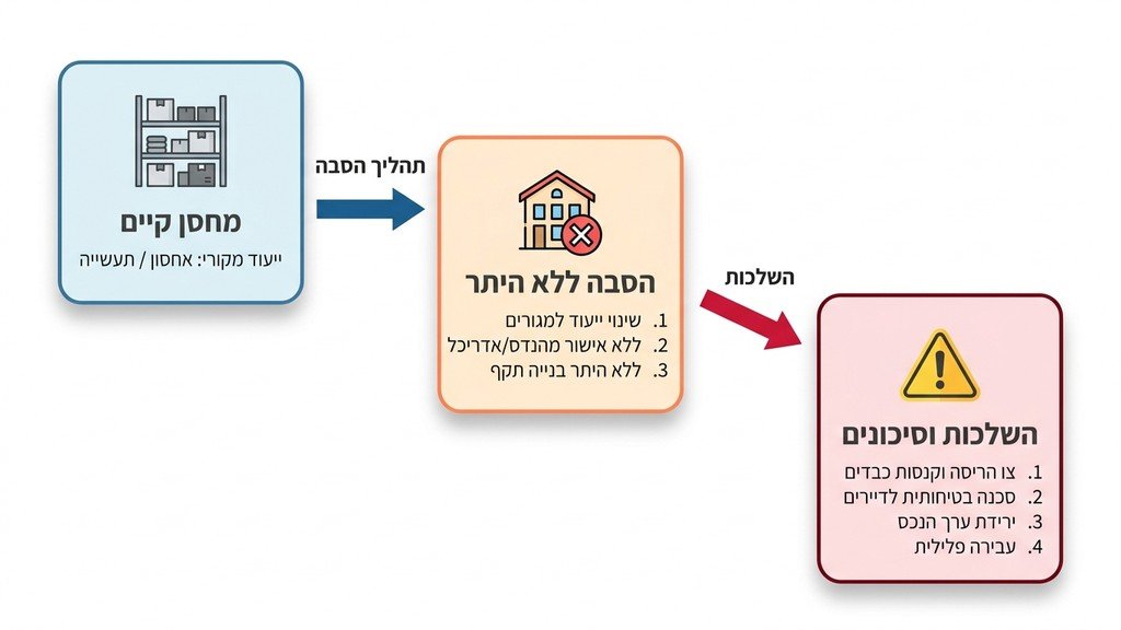 מחסן שהוסב ליחידת מגורים ללא היתר כדוגמה לשימוש חורג