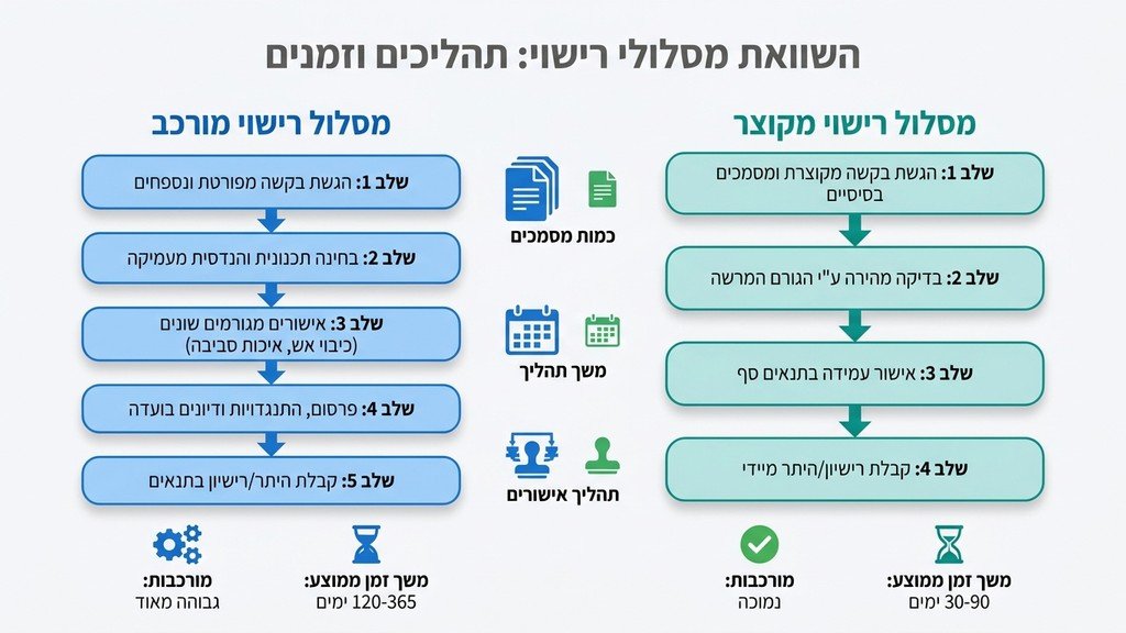 השוואת מסלולי רישוי עסקים והיתרי בנייה