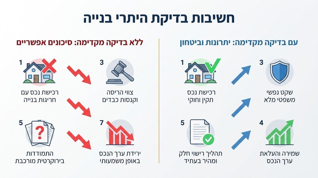 אדריכל בוחן מסמכי תכנון והיתרי בנייה במשרד מודרני