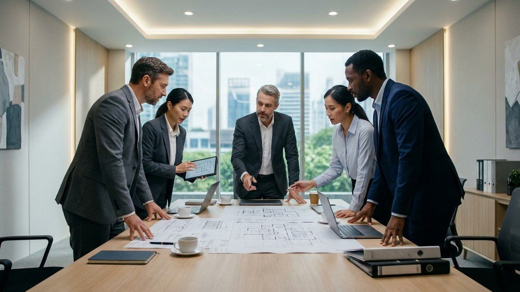 צוות מומחים בוחן מסמכי תכנון ובנייה לקראת הגשת בקשה