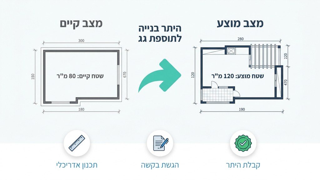 תכנון אדריכלי עבור היתר בנייה על הגג
