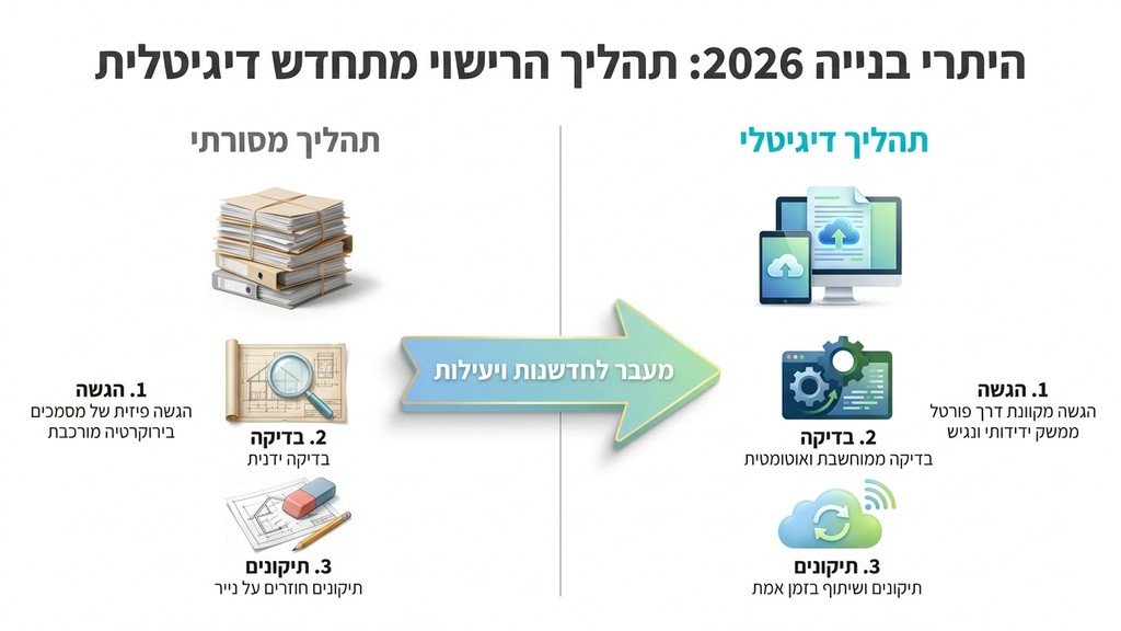 שרטוט אדריכלי על שולחן עבודה עם כלים הנדסיים ומסך דיגיטלי