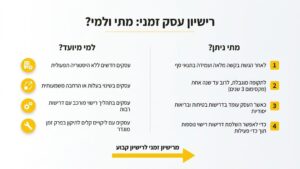 מסמך רישיון עסק זמני מונח על שולחן משרדי מודרני